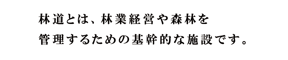 林道とは、林業経営や森林を管理するための基幹的な施設です。